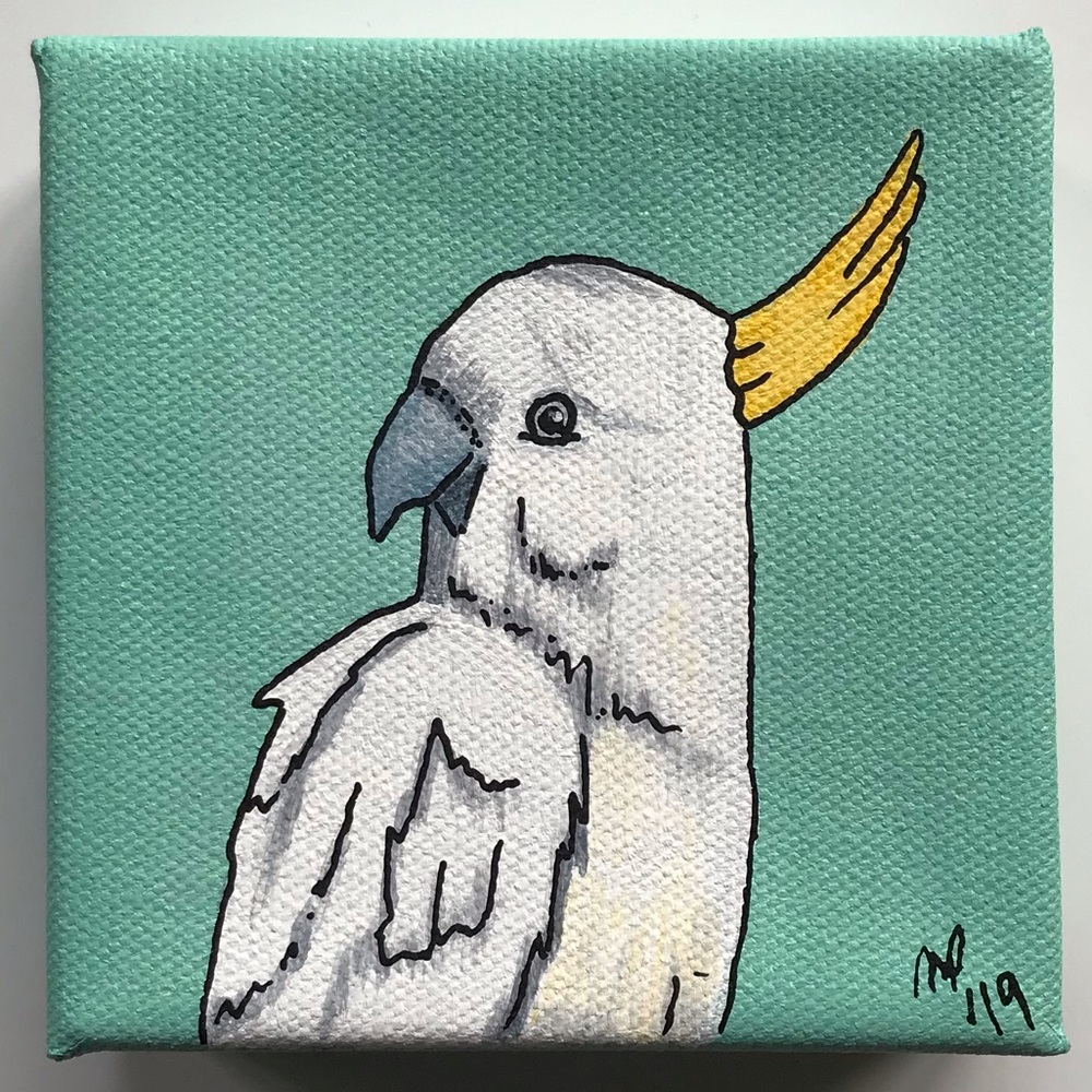 2/$20 Cockatoo Wall Art Original 4x4